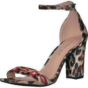 Madden Girl NEW Behave Dress Sandal Velvet Animal Print Leopard Floral 7.5M
